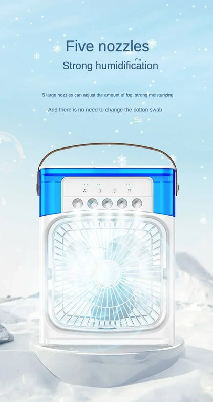 Motorcycle 3 in 1 USB Mini Air Conditioner Portable Cooling Fan with Humidifier and Night Light for Home Office Desktop Amagi