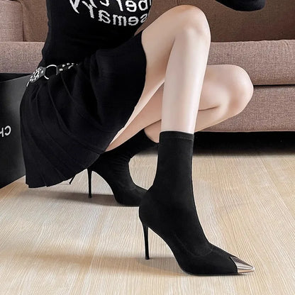 Sexy Sock Boots Knitting Stretch Boots High Heels for Women Fashion Shoes Spring Autumn Ankle Boots Female Zapatos De Mujer 2025