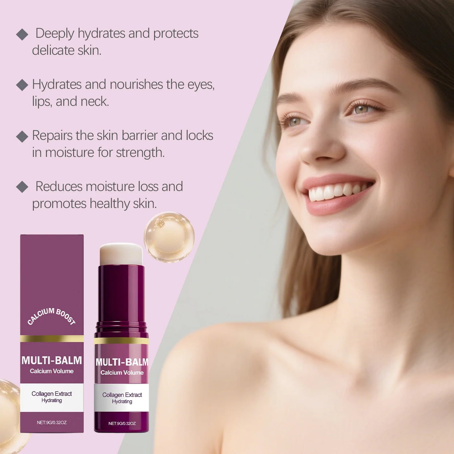 Calcium Volume Multi Balm Deep Hydration Face Skin Elasticity Enhanced Puffy Eyes Treatments Anti Wrinkle Collagen Balm Stick 9g
