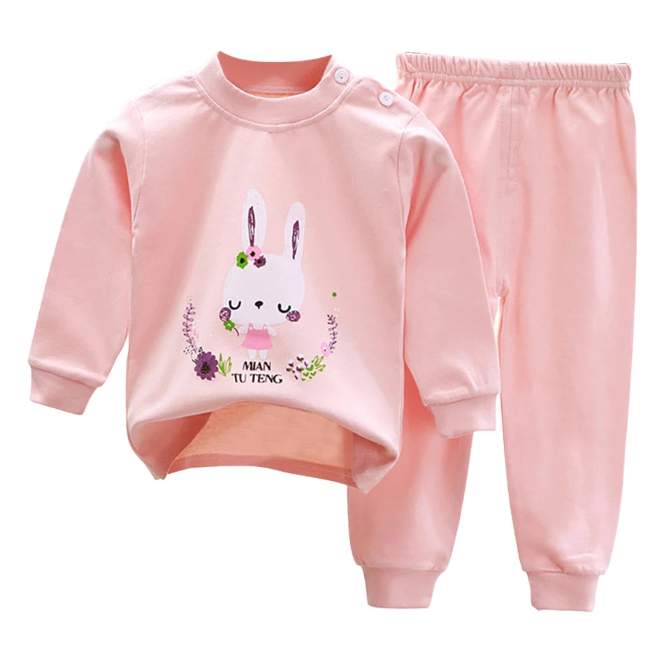 Spring Autumn Kids Pajamas Set Unisex Children Dino Bear Animal Cartoon Sleepwear Boys and Girls Homewear Casual Clothing 1-10Y
