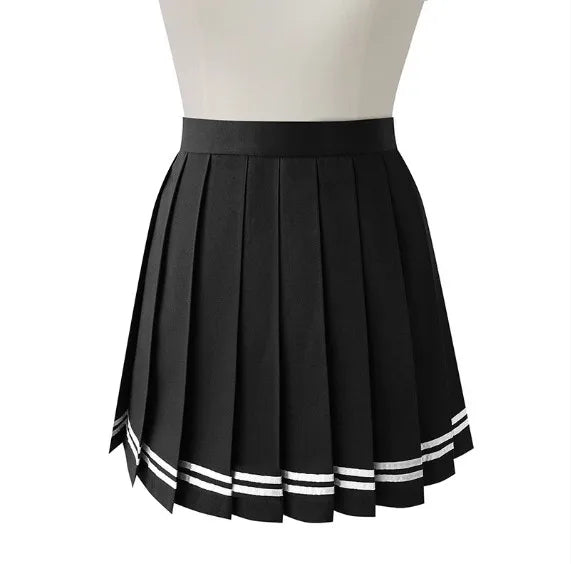 Vintage Korean Style Patchwork Skirt Harajuku JK Black Pleated Skirts Gothic Streetwear High Waist Mini Skirt Women Punk Skirt