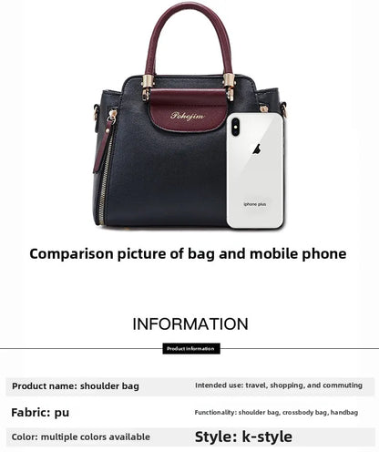 Women Color Block Handbag Large Capacity Tote Bag Fashion Shoulder Crossbody Bag Korean Style Purse