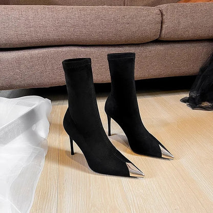 Sexy Sock Boots Knitting Stretch Boots High Heels for Women Fashion Shoes Spring Autumn Ankle Boots Female Zapatos De Mujer 2025