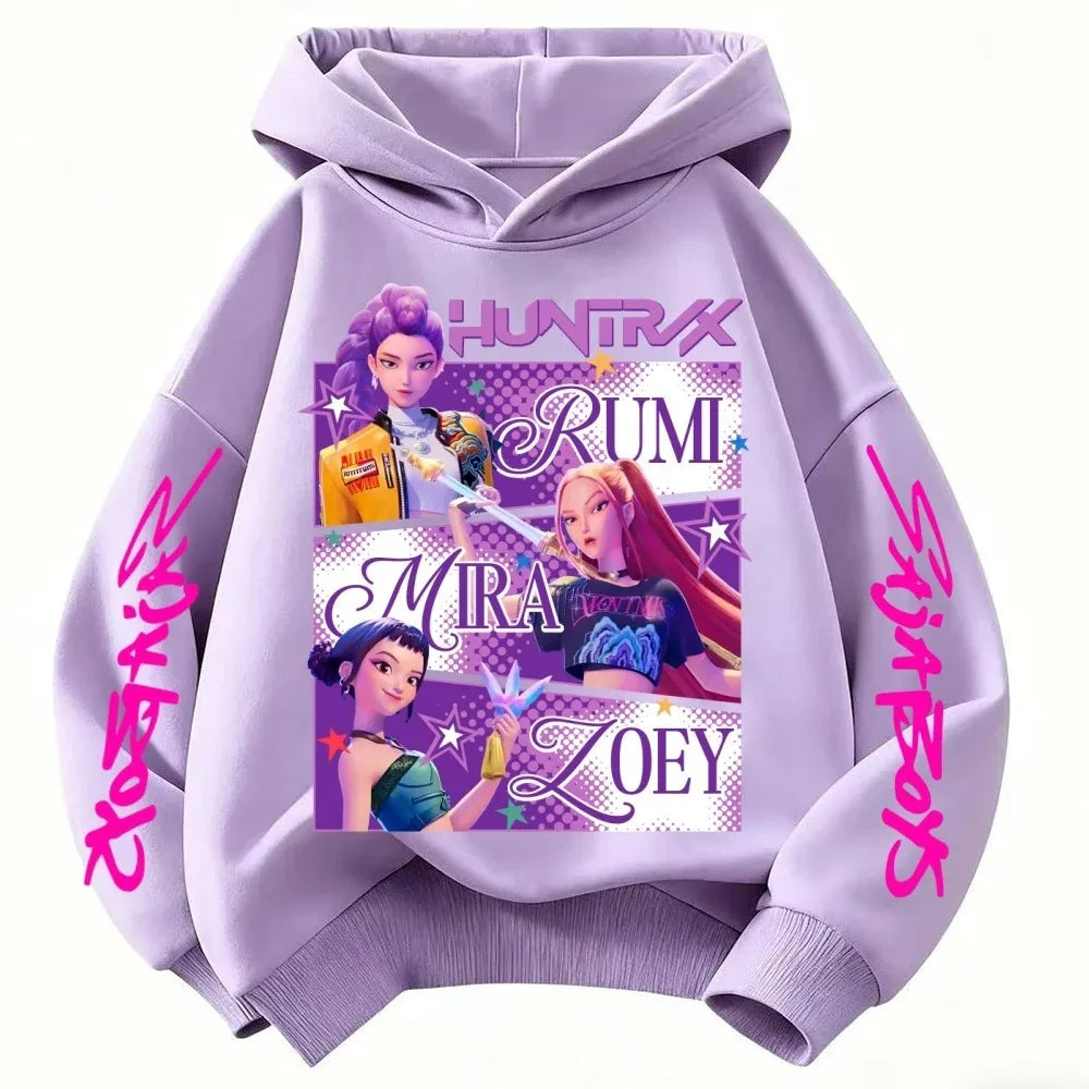 KPop Demon Hunters Huntrix Hoodie Kids Clothes Princess Girls Clothes Fashion Kids Clothes Spring and Autumn Sweatshirt Tops Fo