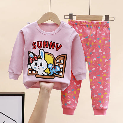 Spring Autumn Kids Pajamas Set Unisex Children Dino Bear Animal Cartoon Sleepwear Boys and Girls Homewear Casual Clothing 1-10Y