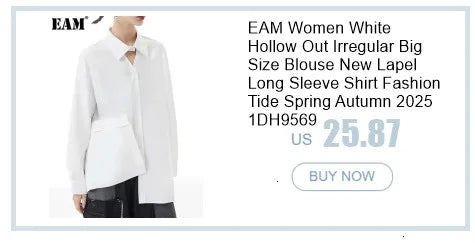 EAM Women Blue Denim Burr Mesh Color-block Big Size Blouse New Lapel Sleeveless Shirt Fashion Tide Spring Autumn 2026 1DJ2069
