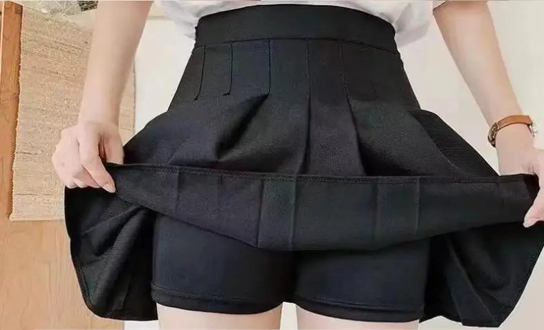 Spring and summer new striped a-line skirt pleated college style high waist side zipper skirts for women students