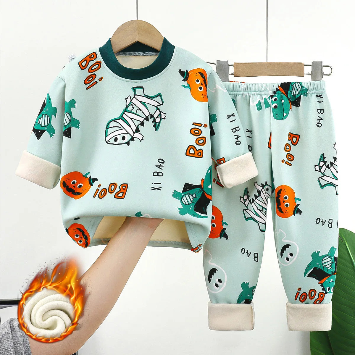 New 2025 Autumn Winter Kids Thicken Warm Pajamas Baby Boys Girls Cartoon Long Sleeve Pyjamas Toddler Sleepwear Clothing Sets