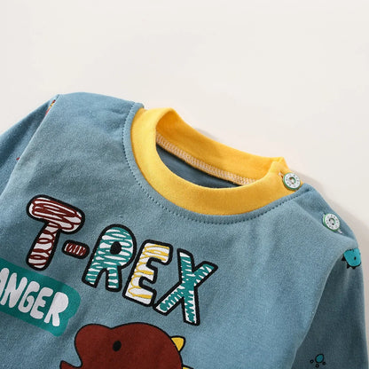 Toddler Boys Underwear Set Cotton Lettering And Bear Pattern Long Sleeve Top And Matching Pants Pajama Set