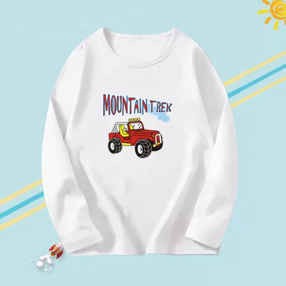2023 Boys Autumn T-shirts Cartoon Steamer T-shirt for Boy Autumn Long Sleeve O-Neck T-shirts Children's Autumn Spring Cotton Tee