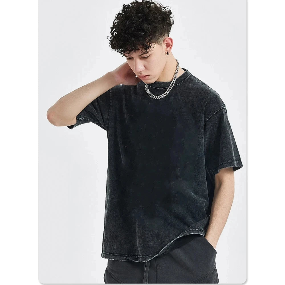 Demon Slayer Men's and Women's Washed T-Shirt Douma Summer and Spring New Anime Tee Retro Distressed Oversize Short Sleeve