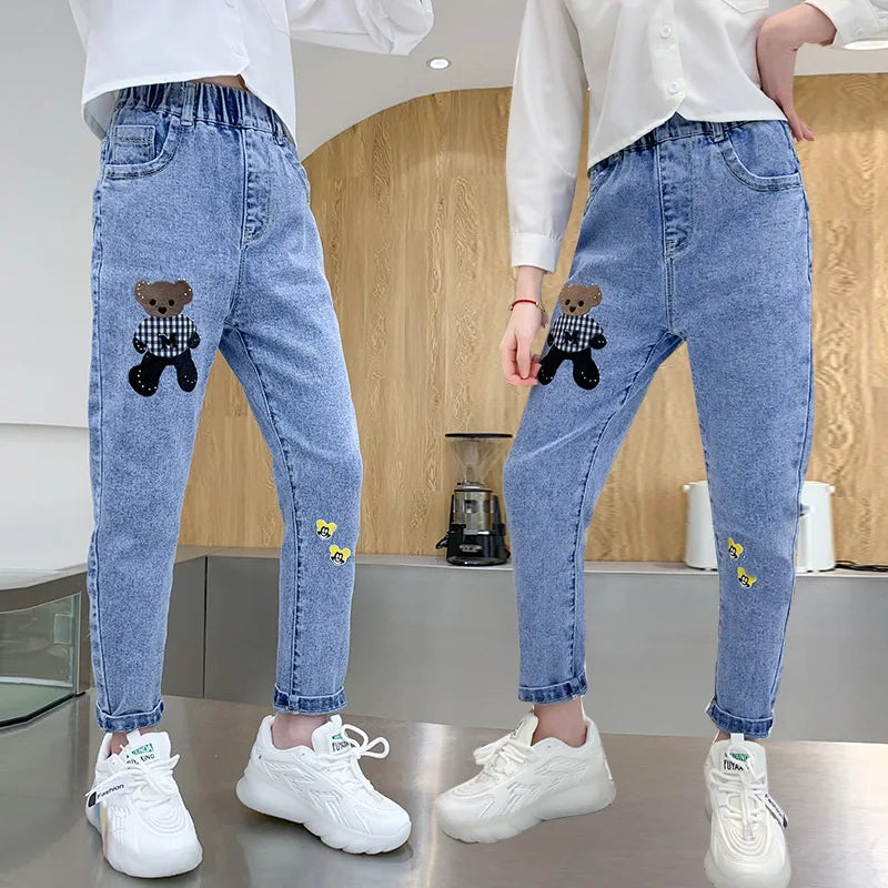 Jeans For Girls 2023 New Fashion Spring Jeans Girls Denim Pants Children's Jeans Casual Style Teenage Costumes For Girls 2-14 Y