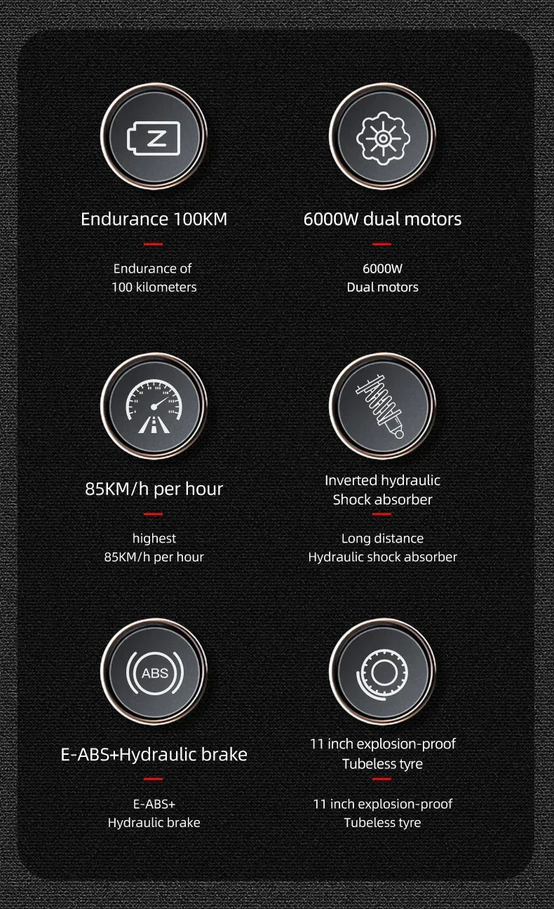 BOYUEDA S3 E-Scooter 6000W Dual Motor 60V 38AH Lithium Battery Off-road Scooters Electric 11Inch City Folding Electric Scooter