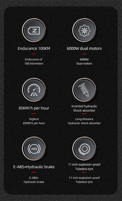 BOYUEDA S3 E-Scooter 6000W Dual Motor 60V 38AH Lithium Battery Off-road Scooters Electric 11Inch City Folding Electric Scooter