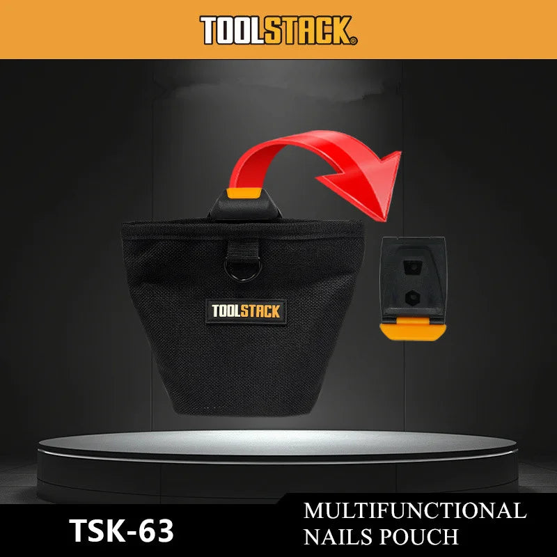 TOOLSTACK Multifunctional Nails Pouch High-Capacity Quick-hanging Waist Bag Nails & Screws Durable Waterproof Tool Storage Bag
