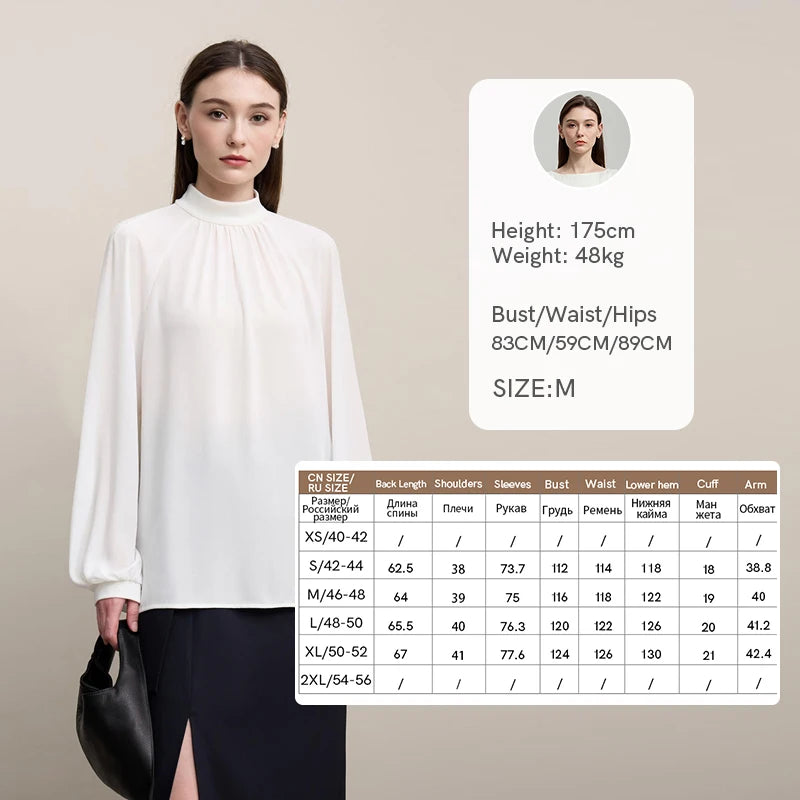Amii Women Blouse 2026 Spring New Elegant Commuter Half Turtleneck Chiffon Shirt Women's Raglan Sleeve Solid Loose Top 12641072