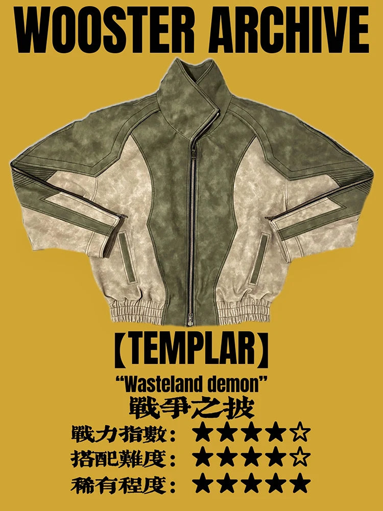 Mauroicardi Spring Autumn Cool Handsome Windproof Oversized Distressed Patchwork Pu Leather Jacket Men Zip Up European Fashion