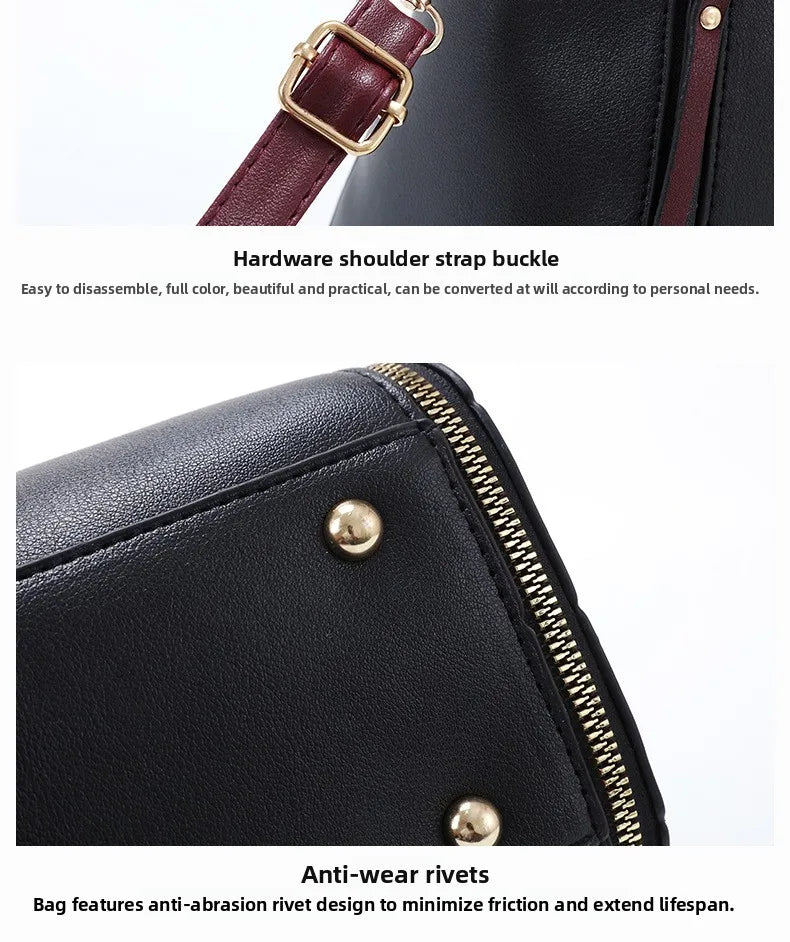 Women Color Block Handbag Large Capacity Tote Bag Fashion Shoulder Crossbody Bag Korean Style Purse