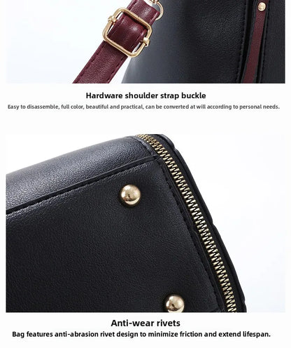 Women Color Block Handbag Large Capacity Tote Bag Fashion Shoulder Crossbody Bag Korean Style Purse
