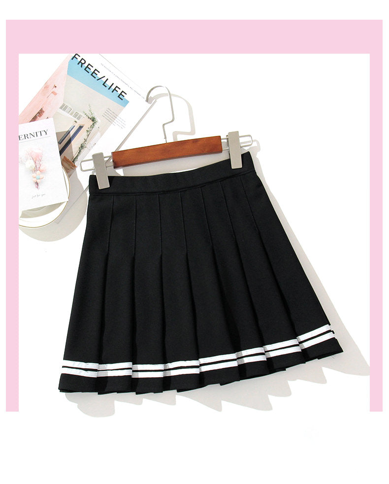 High-Waisted Skirt Elastic Pink Fairy Grunge Black Mini Pleated Skirt Woman Fashion 2022 Summer Clothes School Girl Uniform