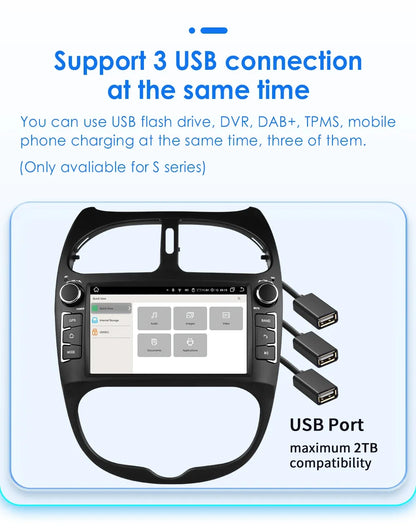 7862 Android Car Radio Player for Peugeot 206 206CC 206SW 2000 -2008 Car Stereo Multimedia Audio Wireless Carplay 7inch headunit