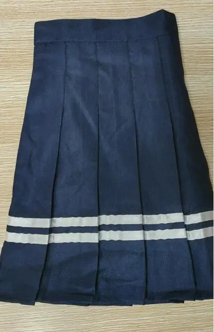 Spring and summer new striped a-line skirt pleated college style high waist side zipper skirts for women students