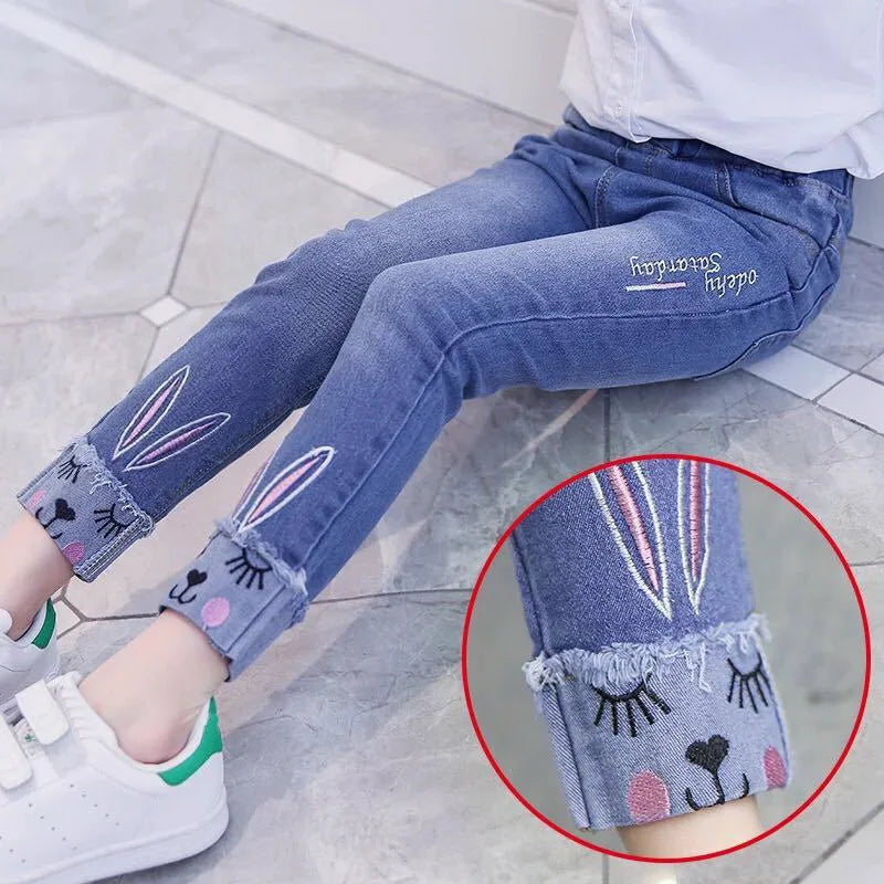 Jeans For Girls 2023 New Fashion Spring Jeans Girls Denim Pants Children's Jeans Casual Style Teenage Costumes For Girls 2-14 Y