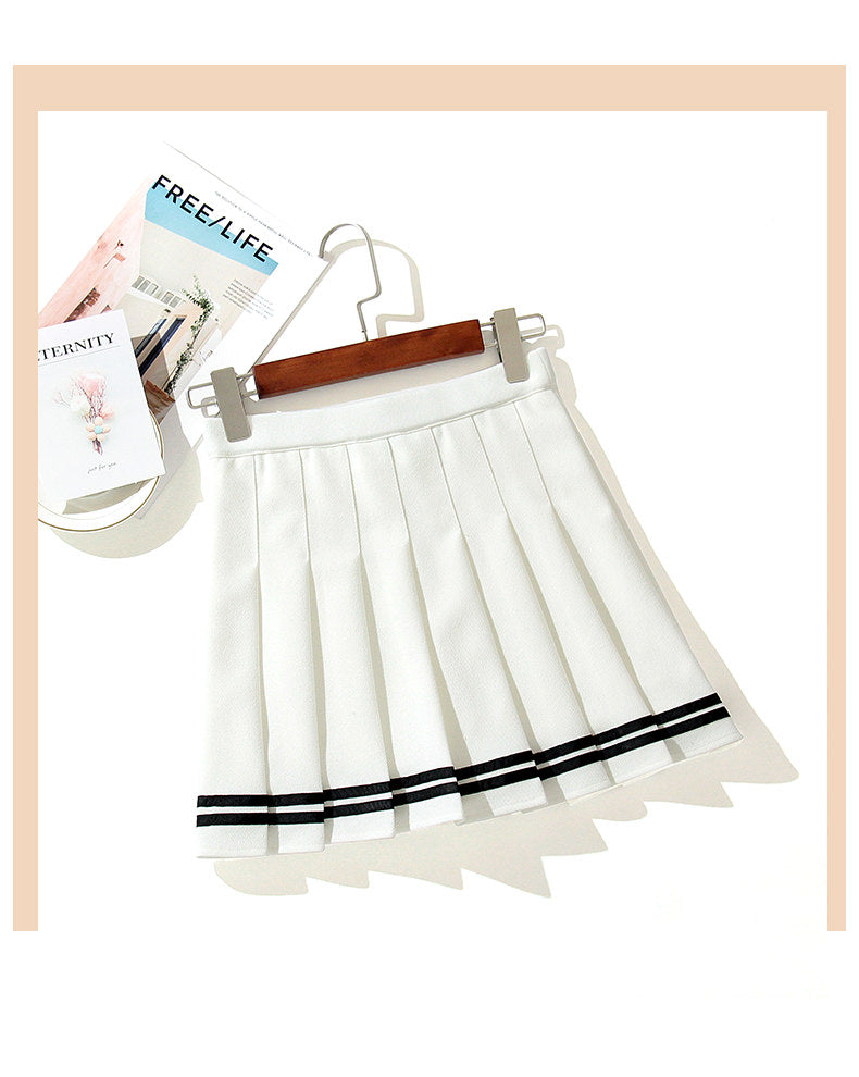 High-Waisted Skirt Elastic Pink Fairy Grunge Black Mini Pleated Skirt Woman Fashion 2022 Summer Clothes School Girl Uniform
