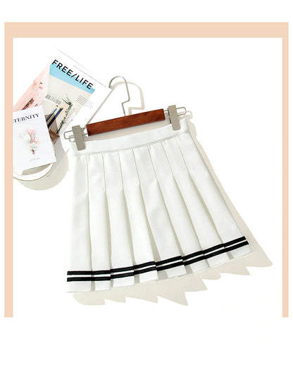 High-Waisted Skirt Elastic Pink Fairy Grunge Black Mini Pleated Skirt Woman Fashion 2022 Summer Clothes School Girl Uniform