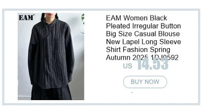 EAM Women Blue Denim Burr Mesh Color-block Big Size Blouse New Lapel Sleeveless Shirt Fashion Tide Spring Autumn 2026 1DJ2069