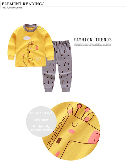Spring Autumn Kids Pajamas Set Unisex Children Dino Bear Animal Cartoon Sleepwear Boys and Girls Homewear Casual Clothing 1-10Y