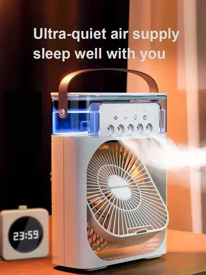 New 3 In 1 Portable Fan AIr Conditioner Household Mini Air Cooler LED Night Light Humidifier Air Adjustment Fan Office Home Fan