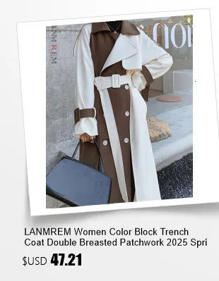 LANMREM Women Trench Coat Korean Style New Lapel Long Sleeve Loose Single Breasted Windbreaker Fashion Tide Spring 2025 2DE118