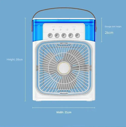 Motorcycle Desktop Humidifier Air Cooler 180° Rotation 3 Speeds Adjustable Mist Cooling Fan with Removable Tank for Bedroom Amag