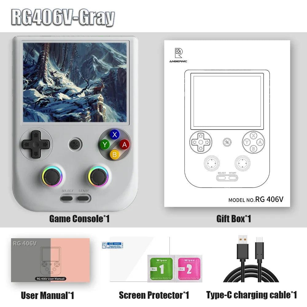 ANBERNIC RG406V RG 406V Retro Handheld Game Console Video Game Consoles 4 IPS Multi-touch Screen Android 13 Unisoc T820 PSP PS2