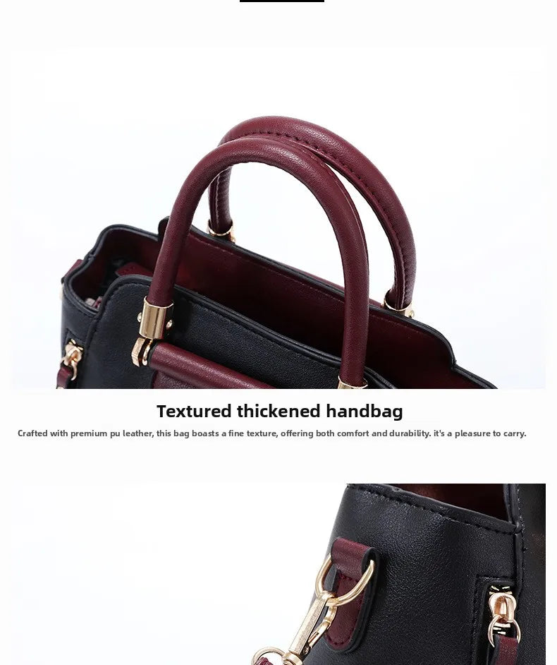 Women Color Block Handbag Large Capacity Tote Bag Fashion Shoulder Crossbody Bag Korean Style Purse