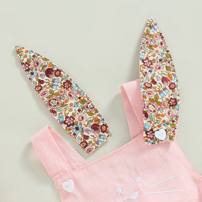 ma&baby 0-18M Easter Toddler Newborn Infant Baby Girl Romper Cute Floral Bunny Ear Rabbit Pompom Jumpsuit Overalls D01