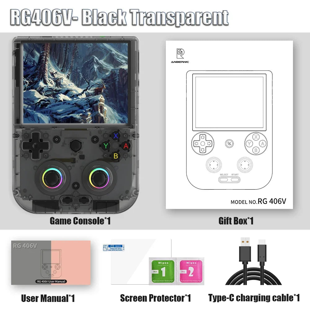 ANBERNIC RG 406V Handheld Games Console Portable Video Gaming Player Android RGB Light 3D Hall Joystick 5500mAh 5G WIFI RG406V