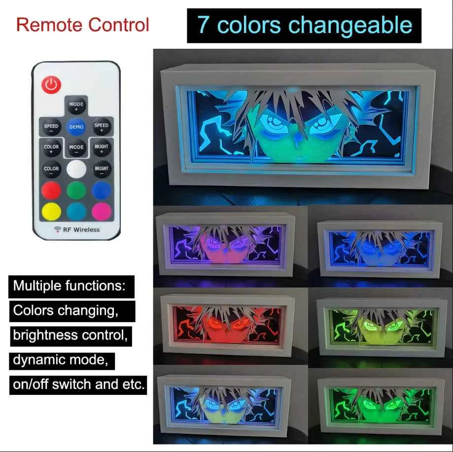 Anime Light Box Paper Cut Shadow Lightbox Wood Frame Nightlight for Child Bedroom Decor Led Night Light 3d Desk Lamp Gifts