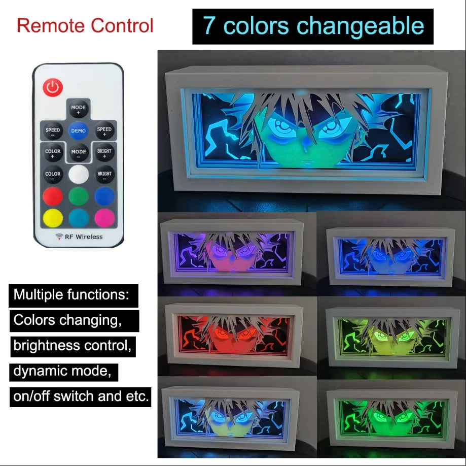 Anime Light Box Paper Cut Shadow Lightbox Wood Frame Nightlight for Child Bedroom Decor Led Night Light 3d Desk Lamp Gifts