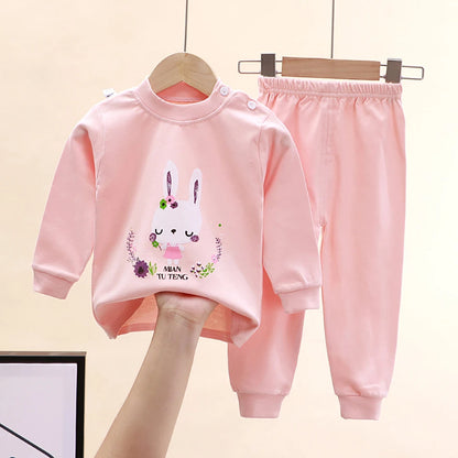 Spring Autumn Kids Pajamas Set Unisex Children Dino Bear Animal Cartoon Sleepwear Boys and Girls Homewear Casual Clothing 1-10Y