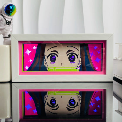 Anime Light Box Paper Cut Shadow Lightbox Wood Frame Nightlight for Child Bedroom Decor Led Night Light 3d Desk Lamp Gifts
