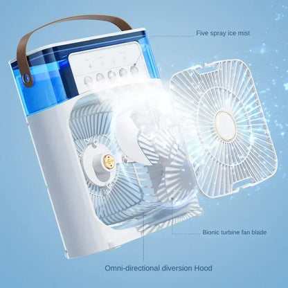Motorcycle 3 in 1 USB Mini Air Conditioner Portable Cooling Fan with Humidifier and Night Light for Home Office Desktop Amagi