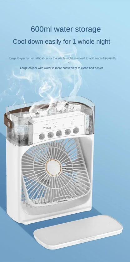 Motorcycle Desktop Humidifier Air Cooler 180° Rotation 3 Speeds Adjustable Mist Cooling Fan with Removable Tank for Bedroom Amag