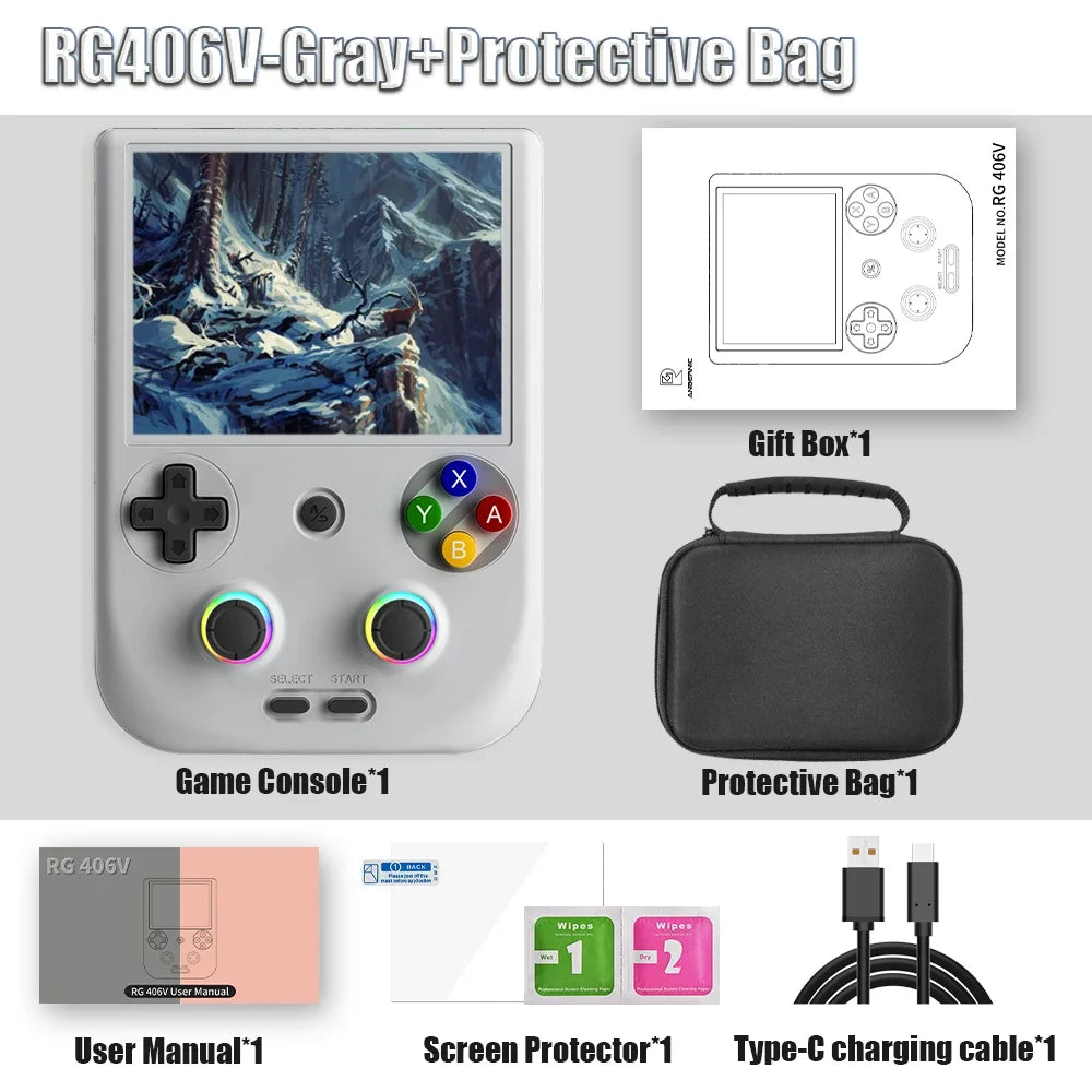 ANBERNIC RG406V RG 406V Retro Handheld Game Console Video Game Consoles 4 IPS Multi-touch Screen Android 13 Unisoc T820 PSP PS2