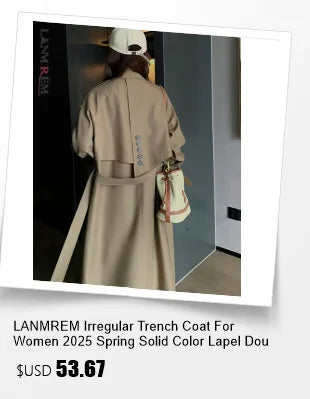LANMREM Women Trench Coat Korean Style New Lapel Long Sleeve Loose Single Breasted Windbreaker Fashion Tide Spring 2025 2DE118