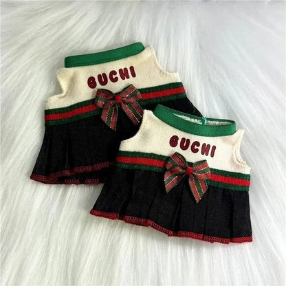 15 17cm For Labubu Doll Luxury Fashion Red Blue Stripe Dress Skirt Outfit Clothing Leather Shoes Set Ropa Clothes Accessories