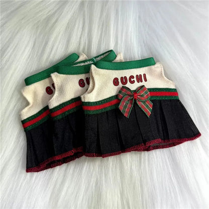 15 17cm For Labubu Doll Luxury Fashion Red Blue Stripe Dress Skirt Outfit Clothing Leather Shoes Set Ropa Clothes Accessories