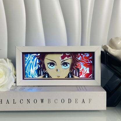 Anime Light Box Paper Cut Shadow Lightbox Wood Frame Nightlight for Child Bedroom Decor Led Night Light 3d Desk Lamp Gifts