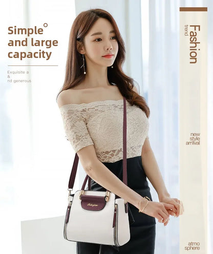 Women Color Block Handbag Large Capacity Tote Bag Fashion Shoulder Crossbody Bag Korean Style Purse